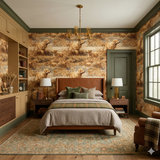 Gilded Quarry Wallpaper with golden retriever pattern details.
