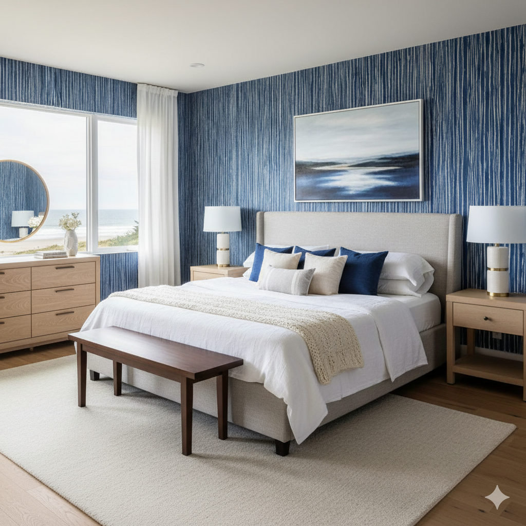 Indigo Stalks Wallpaper