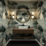 Luna Canopy Wallpaper with a trees and moon pattern.