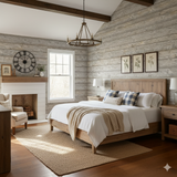 Weathered Timber Wallpaper with wood plank texture, reminiscent of reclaimed wood.
