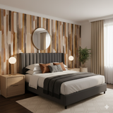 Sienna Strata Wallpaper with vertical stripes and brush stroke pattern.