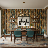Fractured Chorus Wallpaper with a multicolored geometric pattern on the walls.
