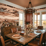 Scenic wallpaper featuring a rural landscape by Copper Creek Range, showcasing rolling hills and farmhouses.
