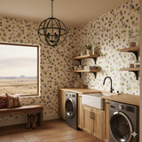 Floral print Violet Waltz Wallpaper with a delicate violet and green pattern.