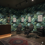 Jungle-themed Shadowstalk Wallpaper with panther and floral print wallpaper.