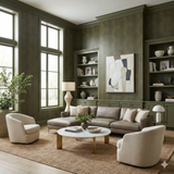 Green textured wallpaper with a crocodile pattern on the wall.