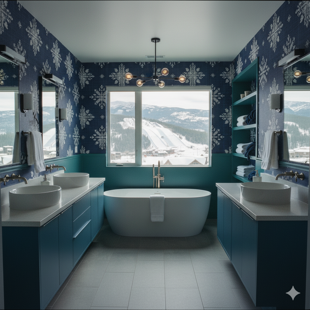 Nordic Hearth Wallpaper with repeating snowflake patterns.