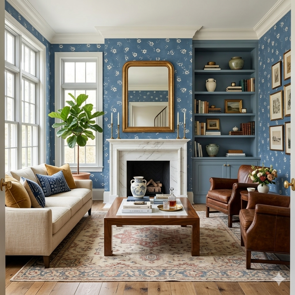 Chambray Posy Wallpaper