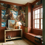 Angels Landing wallpaper with a mountain landscape pattern, Zion National Park themed, and clouds in the background.