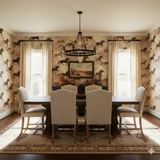 Wild Sage Run Wallpaper with a horse pattern on textured tan paper.
