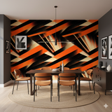 Voltage wallpaper with orange and black geometric pattern.
