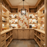 Autumn Tapestry Maple Wallpaper with a leaf pattern in red and yellow hues.
