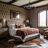 Tetherfield Weave Wallpaper with diamond rope pattern over brown background.