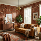 Patterned Redline Survey Wallpaper with tan accents, decorative modern design.