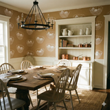 Basket of Orlaine Wallpaper with sketched basket pattern on a light brown background.