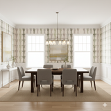 Maison Rue Wallpaper with green ribbon pattern on off-white background.