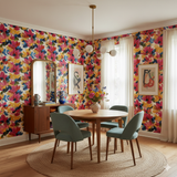 Floral Atelier Bloom Wallpaper with painterly pattern.
