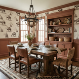 Burro Wayfinder Wallpaper with animal and mountain landscape pattern on off-white background.