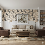 Eclipsera wallpaper with a crescent pattern, featuring beige, gray and black tones.