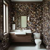 Sienna Drip Wallpaper with spotted pattern and a blend of brown, gray, and white hues.
