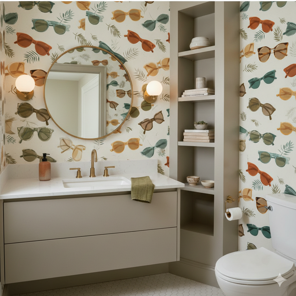 Sunchaser Frames Wallpaper with sunglasses pattern and leafy details.
