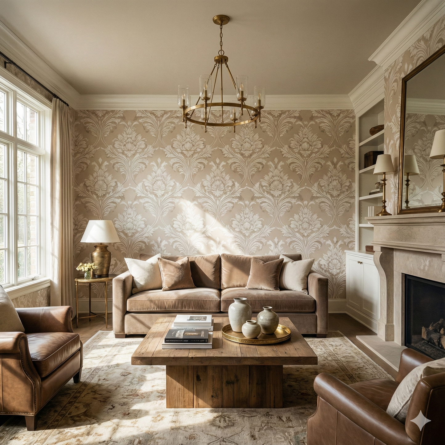 Linen Reverie Damask Wallpaper