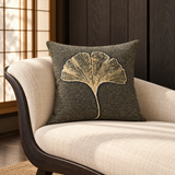 Golden Ginkgo Woven Throw Pillow