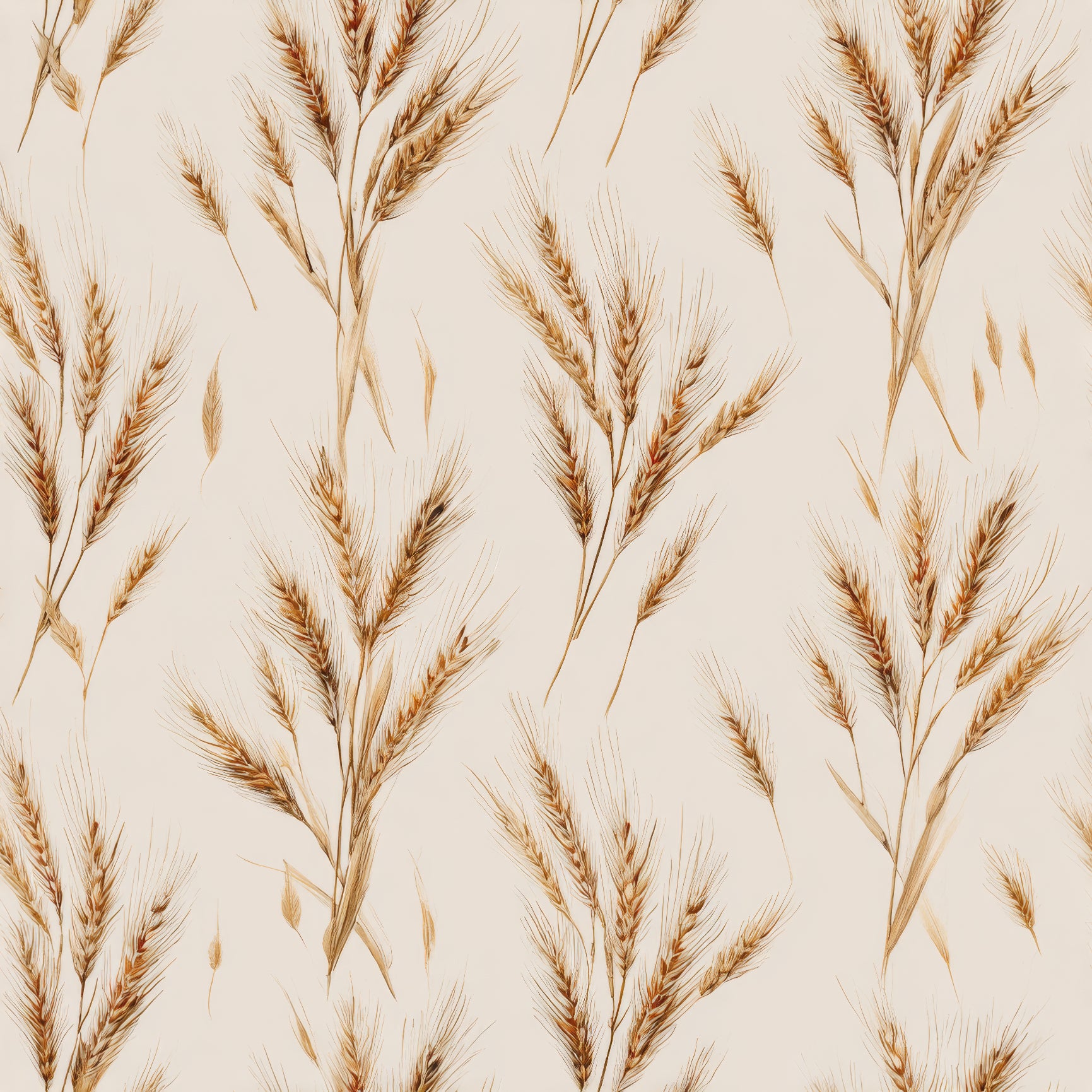 Harveston Rye wallpaper with wheat illustration pattern.