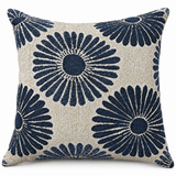 Indigo Bloom Woven Throw Pillow