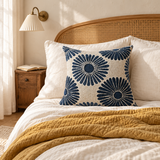 Indigo Bloom Woven Throw Pillow
