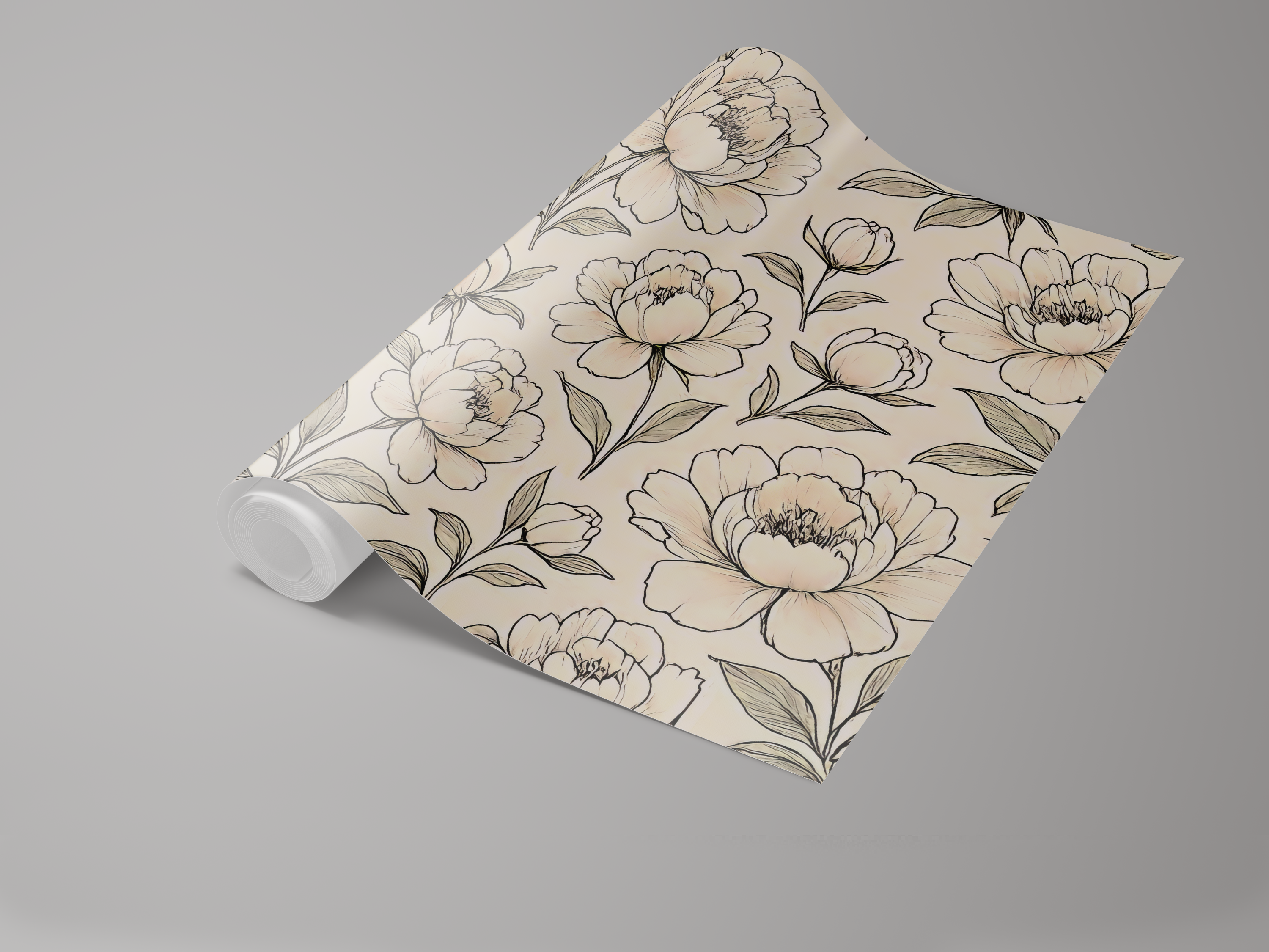 Ink Bloom wallpaper with floral pattern on a roll.