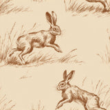 Animal print wallpaper featuring jackrabbits by Prairie Chase, presented with a sketched aesthetic and natural background.
