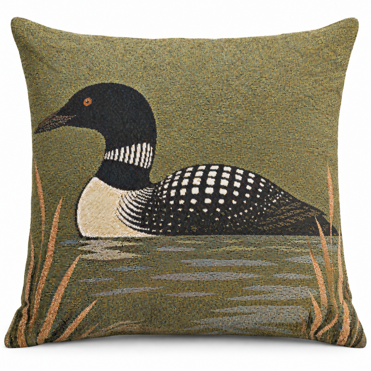 Lakeside Loon Woven Throw Pillow