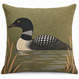 Lakeside Loon Woven Throw Pillow