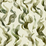 Lyria Tidescape Wallpaper in flowing shades of green with abstract, organic patterns.