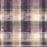 Mauvine crosscut wallpaper with a mauve and tan plaid pattern.