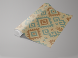 Mesa Nomad wallpaper with tan and teal geometric pattern.