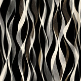 Opaline drift wallpaper featuring neutral ribbons of white and beige against a solid black backdrop.