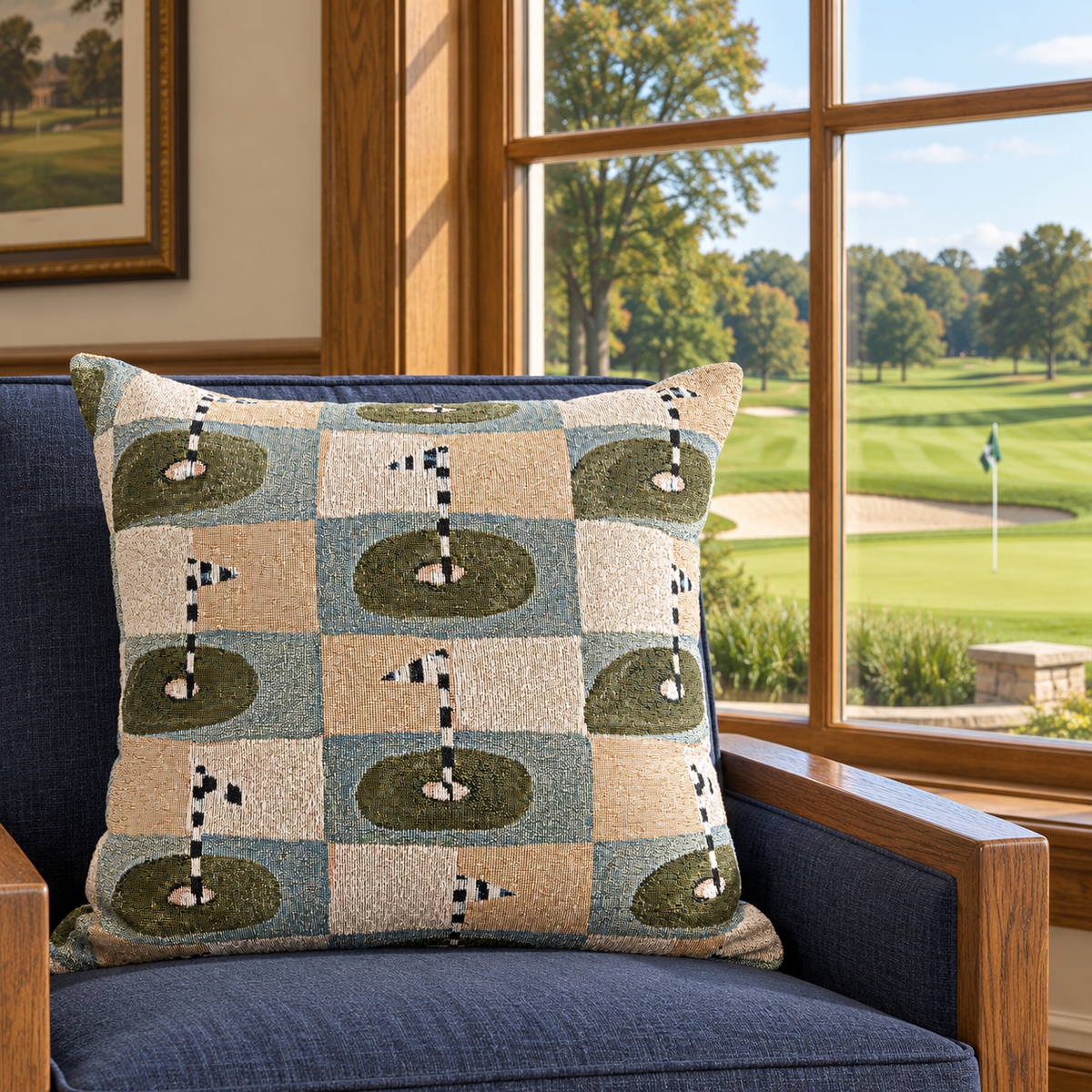 Painted Fairway Woven Throw Pillow