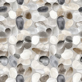 Pebblestack wallpaper with brown, white, and grey tones, featuring a pebble stone pattern.
