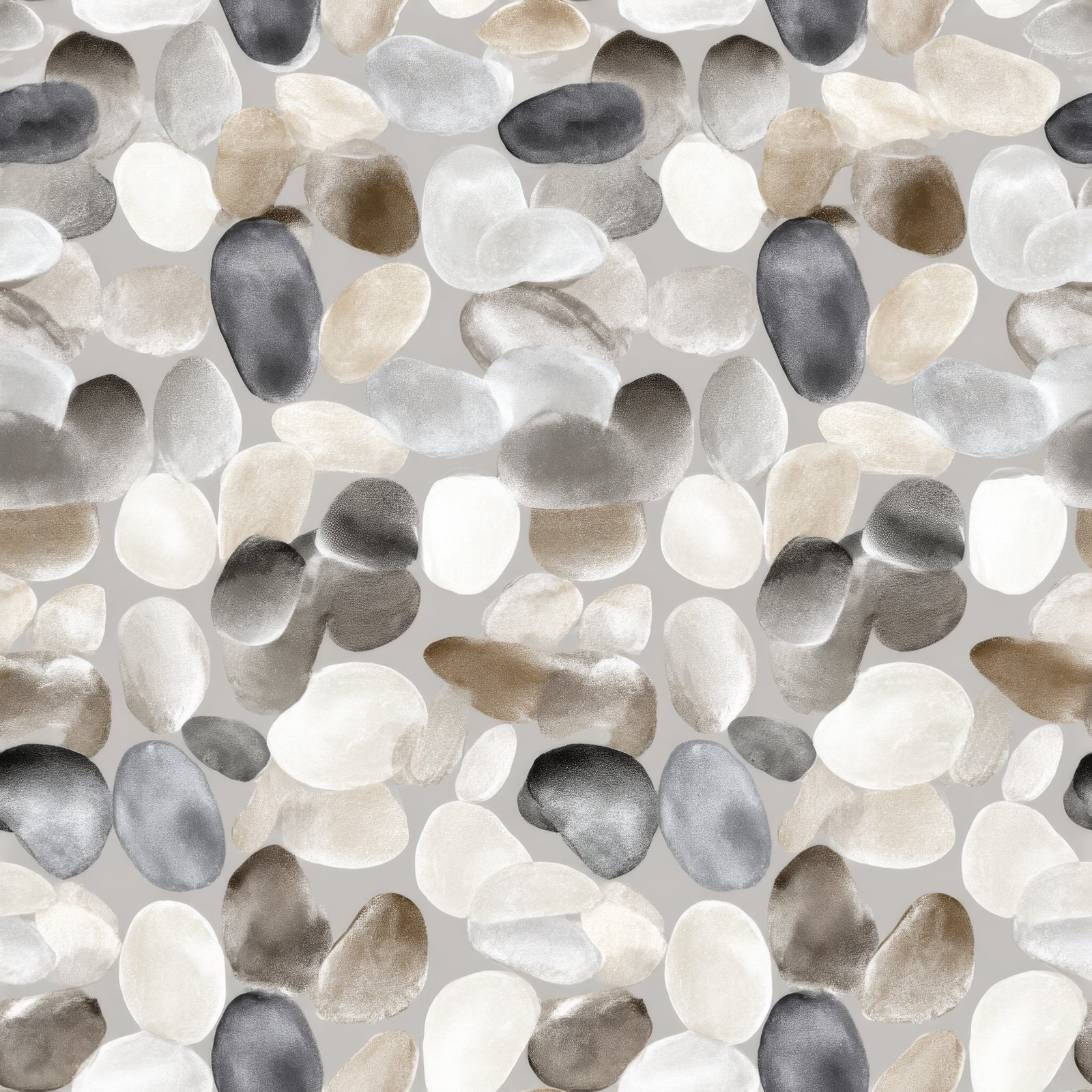 Pebblestack wallpaper with brown, white, and grey tones, featuring a pebble stone pattern.