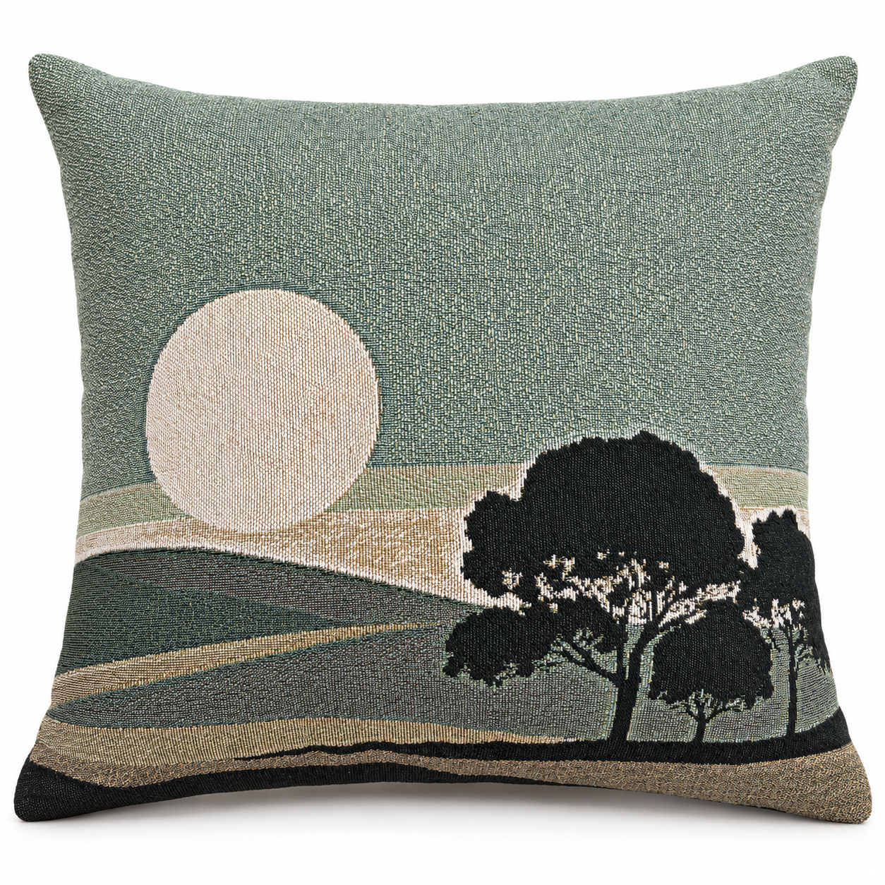 Quiet Horizon Woven Throw Pillow