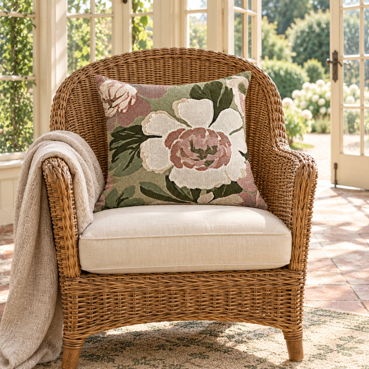 Rosehaven Woven Throw Pillow