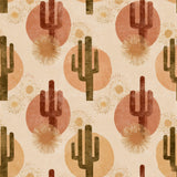 Sonoran embershade wallpaper featuring a cactus pattern, with textured details and circular accents.