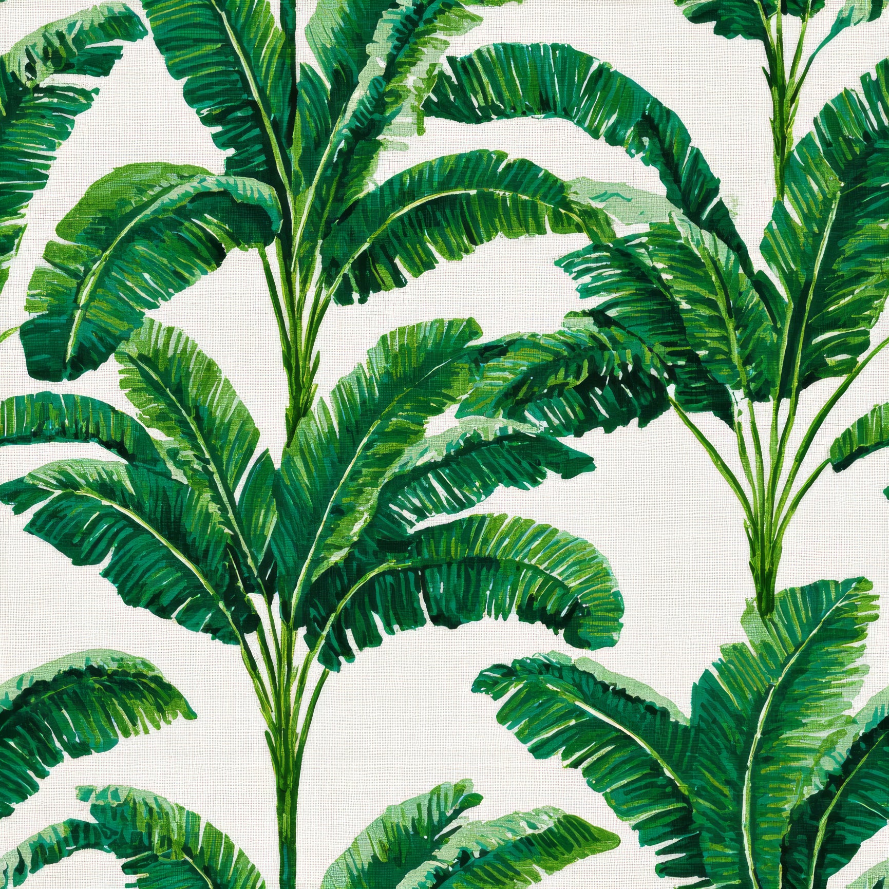 Green St. Aurelia Grove Wallpaper with tropical palm leaf pattern.