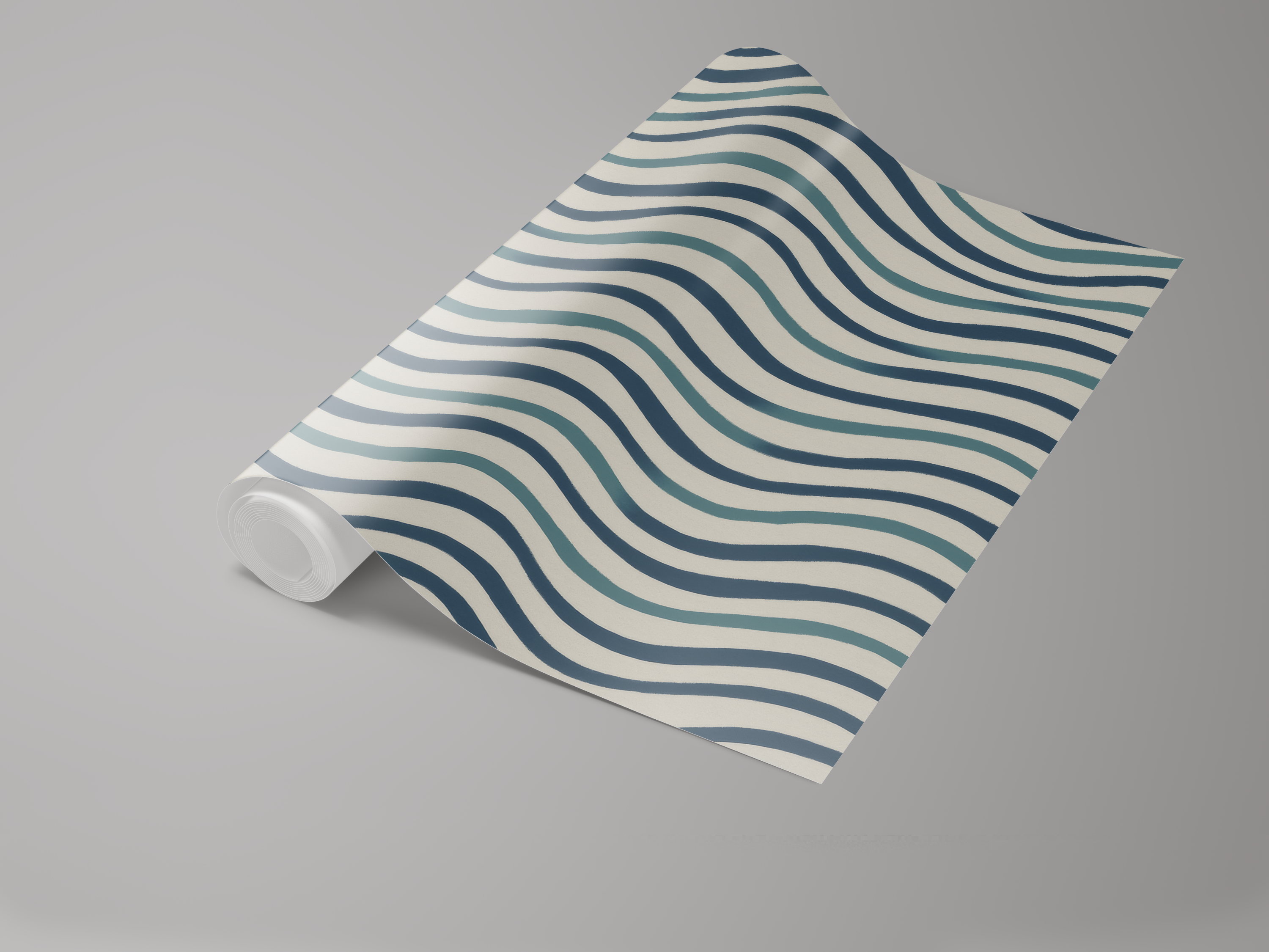 Tidal Lines wallpaper with blue wavy stripes pattern.