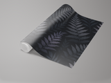 Dark grey fern wallpaper with repeating pattern.