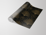 Black palm wallpaper by Art Déco, featuring a botanical palm frond pattern.