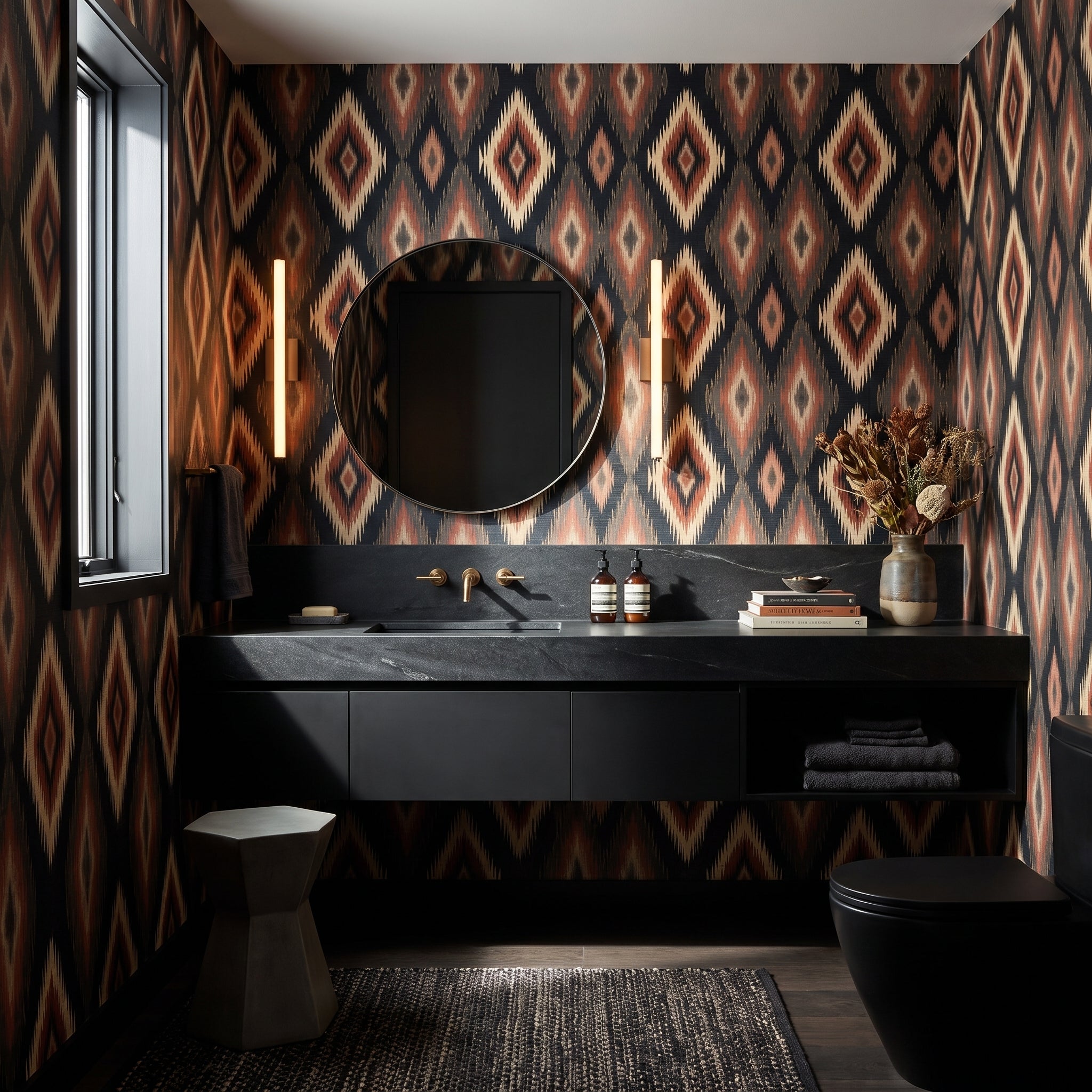 Stepped Ember Diamonds — styled room 1