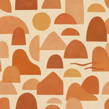Desert Sunset Wallpaper with desert-inspired geometric shapes and patterns in earthy tones, on a cream-colored background.